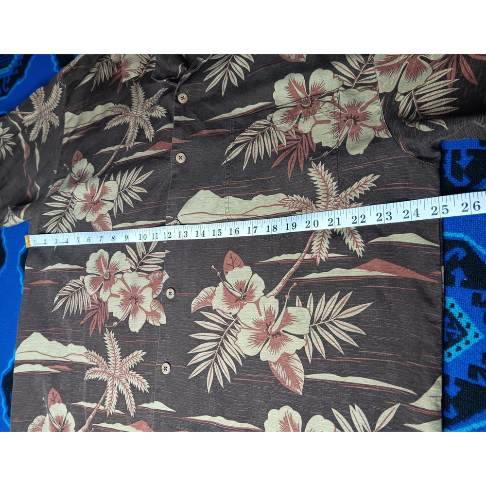 Tommy Bahama Men's Large Camp Shirt Hawaiian Brown Silk Floral Beach Relax EUC - Picture 8 of 9